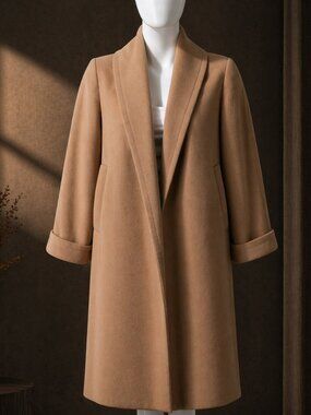 Women's Vintage 100% Cashmere Camel Swing Coat 3/4 Sleeve Size 6